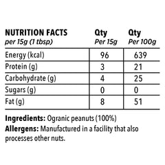 High Protein Organic Peanut Butter- Unsweetened,Creamy, 200gm