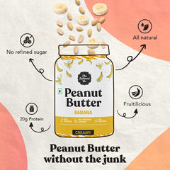 The Butternut Co. Banana Peanut Butter (Creamy) 340g, 20 g Protein, No Refined Sugar, Natural, Gluten Free, Cholesterol Free, No Trans Fat
