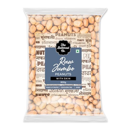 The Butternut Co. Raw Jumbo Peanuts with Skin | High Protein Snacks | Cholesterol, Gluten and Sugar-Free | Natural and Crunchy Peanut - 800g (Pack of 1)