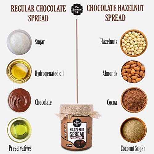 The Butternut Co. Chocolate Hazelnut Spread, 200 gm Crunchy (No Refined Sugar, Vegan, No Preservatives)