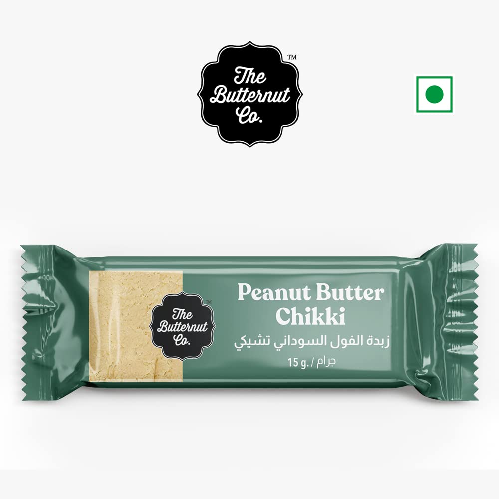 The Butternut Co. Peanut Butter Chikki | Natural | High Protein & Fibre | Gluten Free | Vegan | Pack of 30 (15g Each)