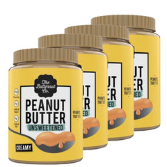 The Butternut Co. Natural Peanut Butter (Creamy) 1kg | PACK OF 4 | Unsweetened | 32g Protein | No Added Sugar | 100% Peanuts | No Salt | High Protein Peanut Butter | Vega