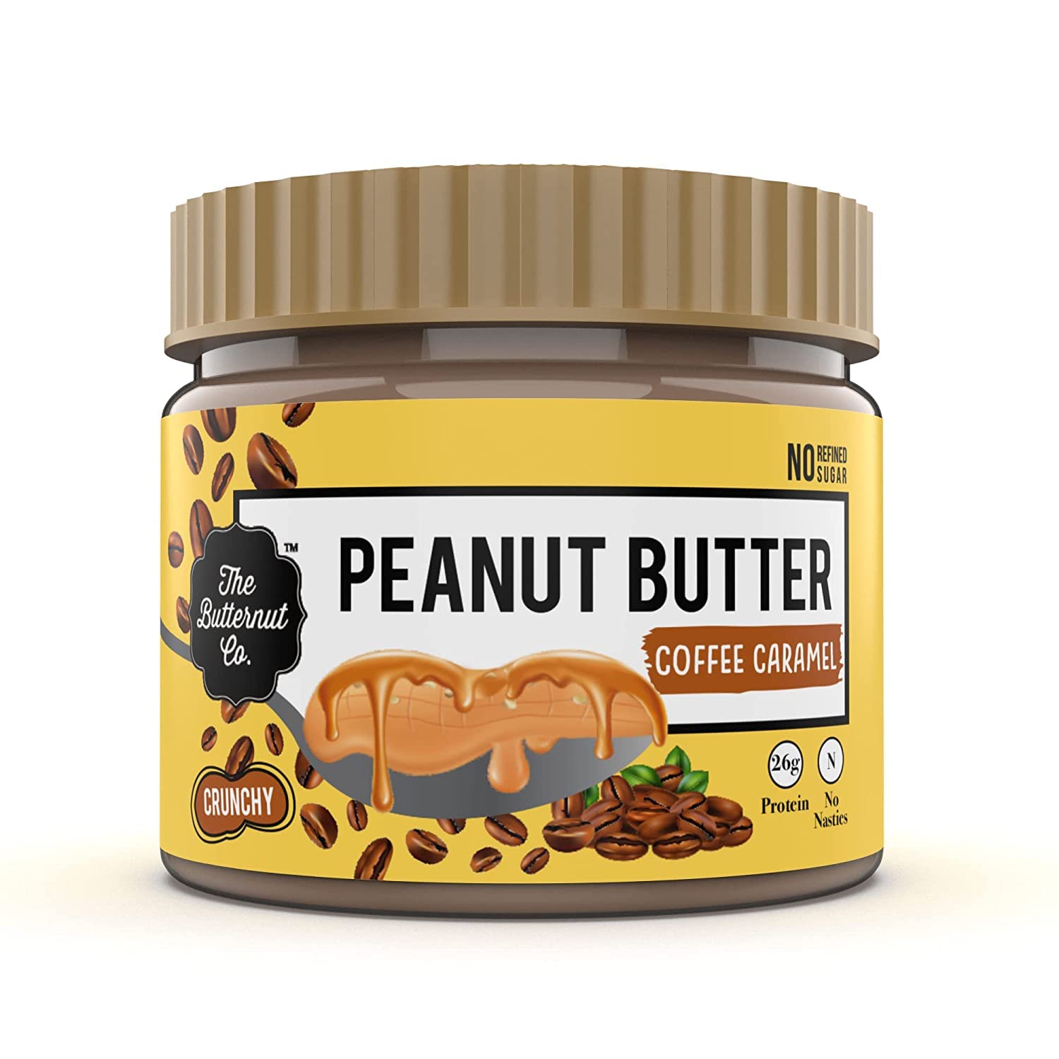 The Butternut Co. Natural Peanut Butter (Crunchy) 1kg & The Butternut Co. Coffee Caramel Peanut Butter Crunchy 340 gms | No Refined Sugar | Gluten Free | High Protein Peanut Butter