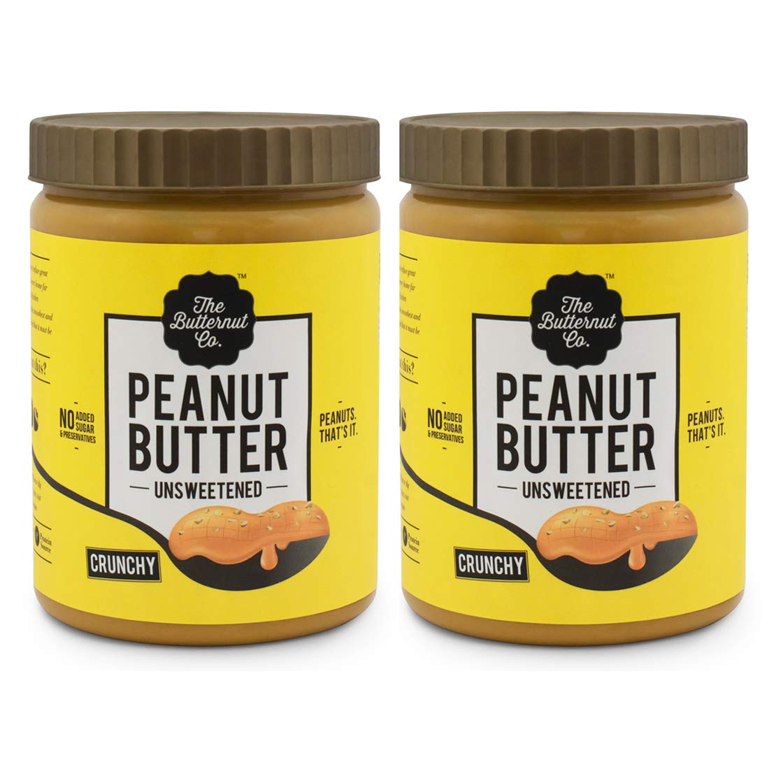 The Butternut Co. Peanut Butter Unsweetened Crunchy, 1 Kg (Pack Of 2)
