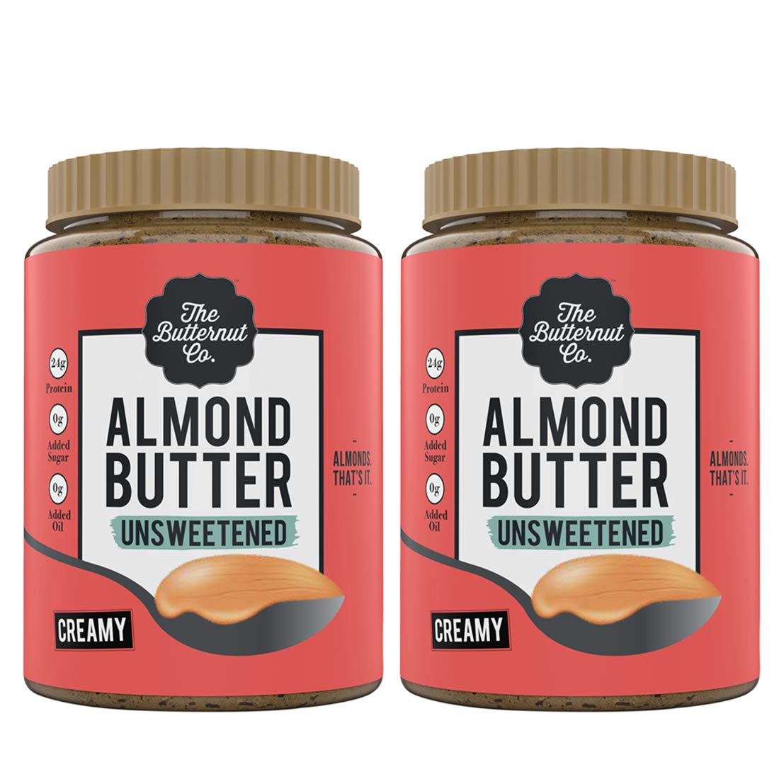 The Butternut Co. Almond Butter Unsweetened Creamy, 1 Kg (Pack Of 2)