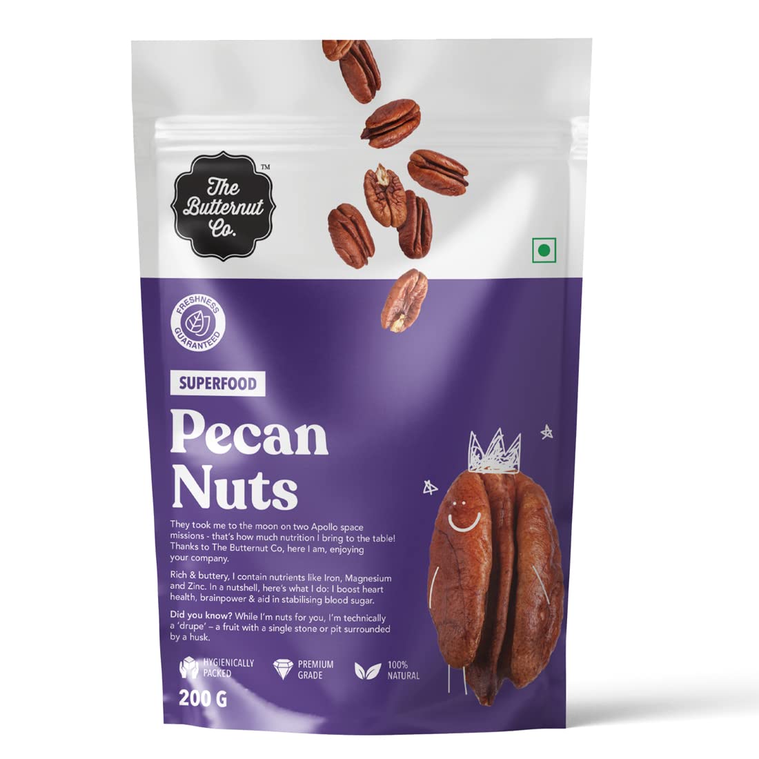 The Butternut Co. Premium Pecan Nut Kernels Without Shell 200g | 100% Natural | High Protein & High Fiber | Gluten Free | Superfood | Exotic Dry Fruit