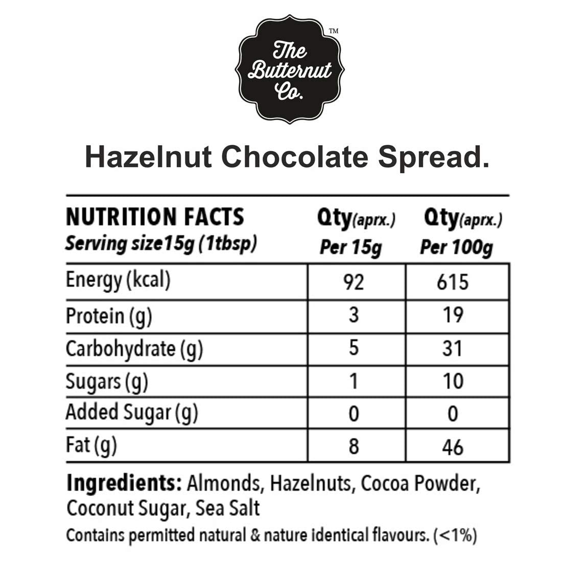 The Butternut Co. Chocolate Hazelnut Spread,- 200 gm (No Refined Sugar, Vegan, No Preservatives)