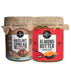 The Butternut Co. Almond Butter Unsweetened Creamy & Chocolate Hazelnut Spread Crunchy, 200 gm Each - Pack of 2 (No Added Sugar, Vegan, High Protein, Keto)