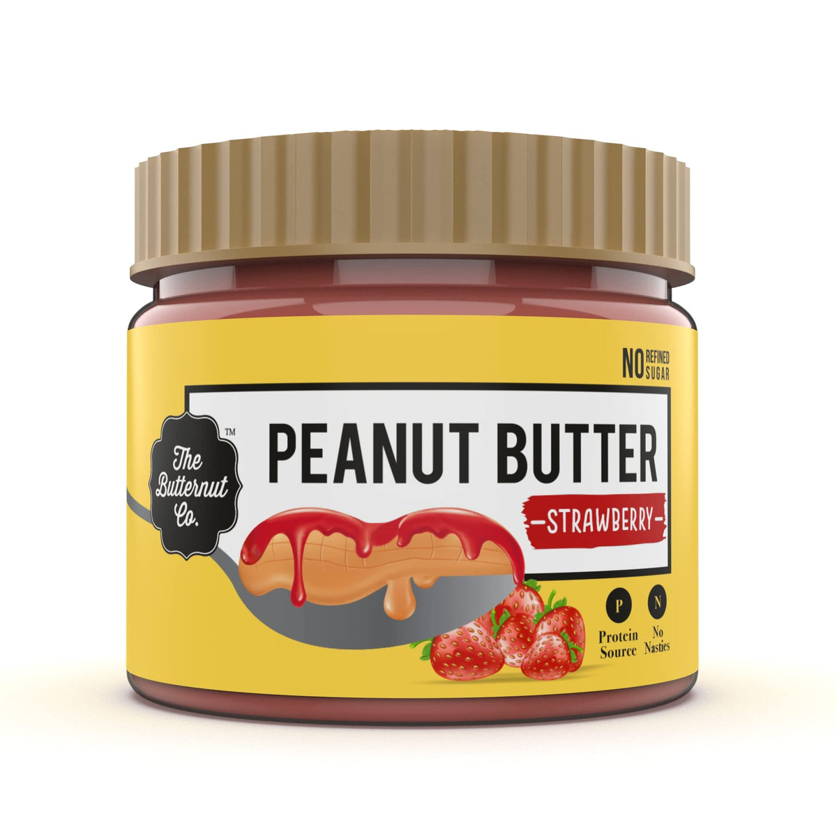 The Butternut Co. Strawberry Peanut Butter Creamy 500 gms | 25 g Protein | No Refined Sugar | Gluten Free
