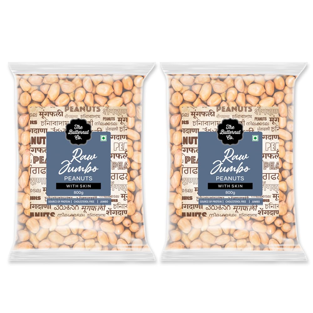 The Butternut Co. Raw Crunchy Peanuts - Pack of 2 (800gm Each) Salted & Roasted, Wholesome, Natural, Organic, High Protein, Heart-Healthy Namkeen Snacks