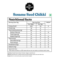 The Butternut Co. Sesame Seed Chikki | Natural | High Protein & Fibre | Gluten Free | Vegan | Pack of 30 (15g Each)