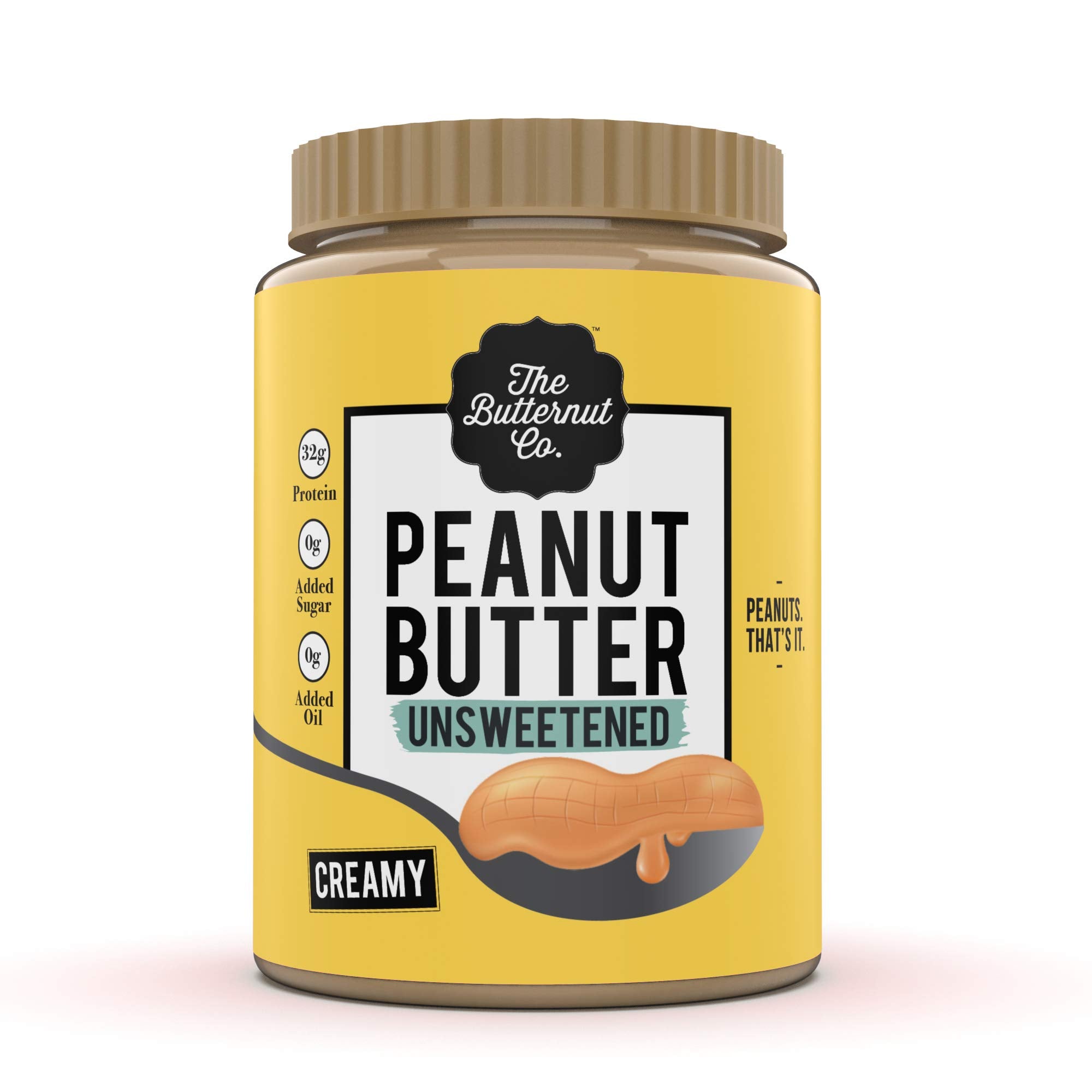The Butternut Co. Peanut Butter Unsweetened Creamy, 1 Kg (Pack Of 2)