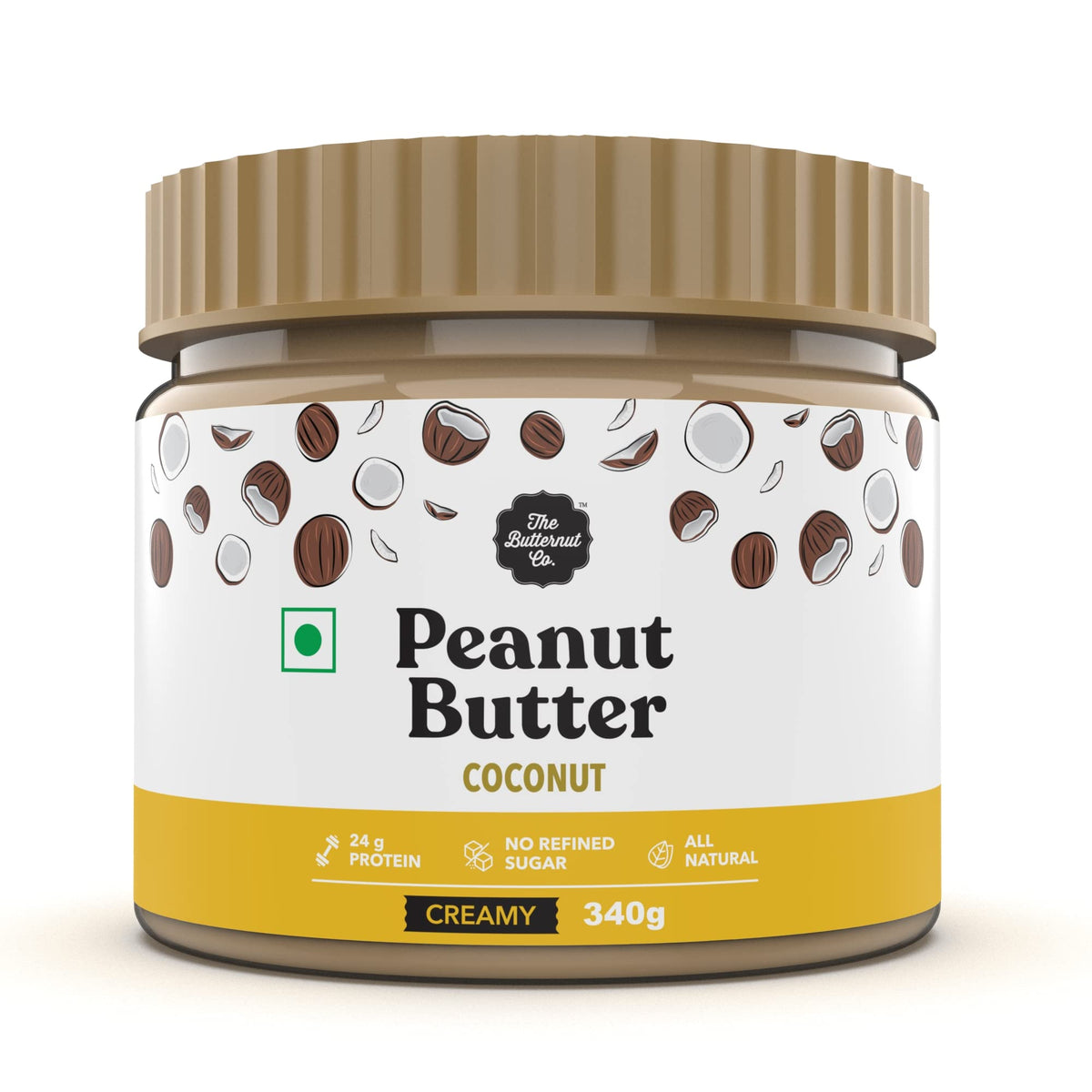 बटरनट कंपनी नारियल मूंगफली का मक्खन (मलाईदार) 340 ग्राम | 24 ग्राम प्रोटीन | कोई रिफाइंड चीनी नहीं | प्राकृतिक | ग्लूटेन मुक्त | कोलेस्ट्रॉल मुक्त | कोई ट्रांस फैट नहीं