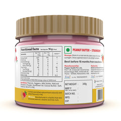 The Butternut Co. Strawberry Peanut Butter (Creamy) 340g | 20 g Protein | No Refined Sugar | Natural | Gluten Free | Cholesterol Free | No Trans Fat