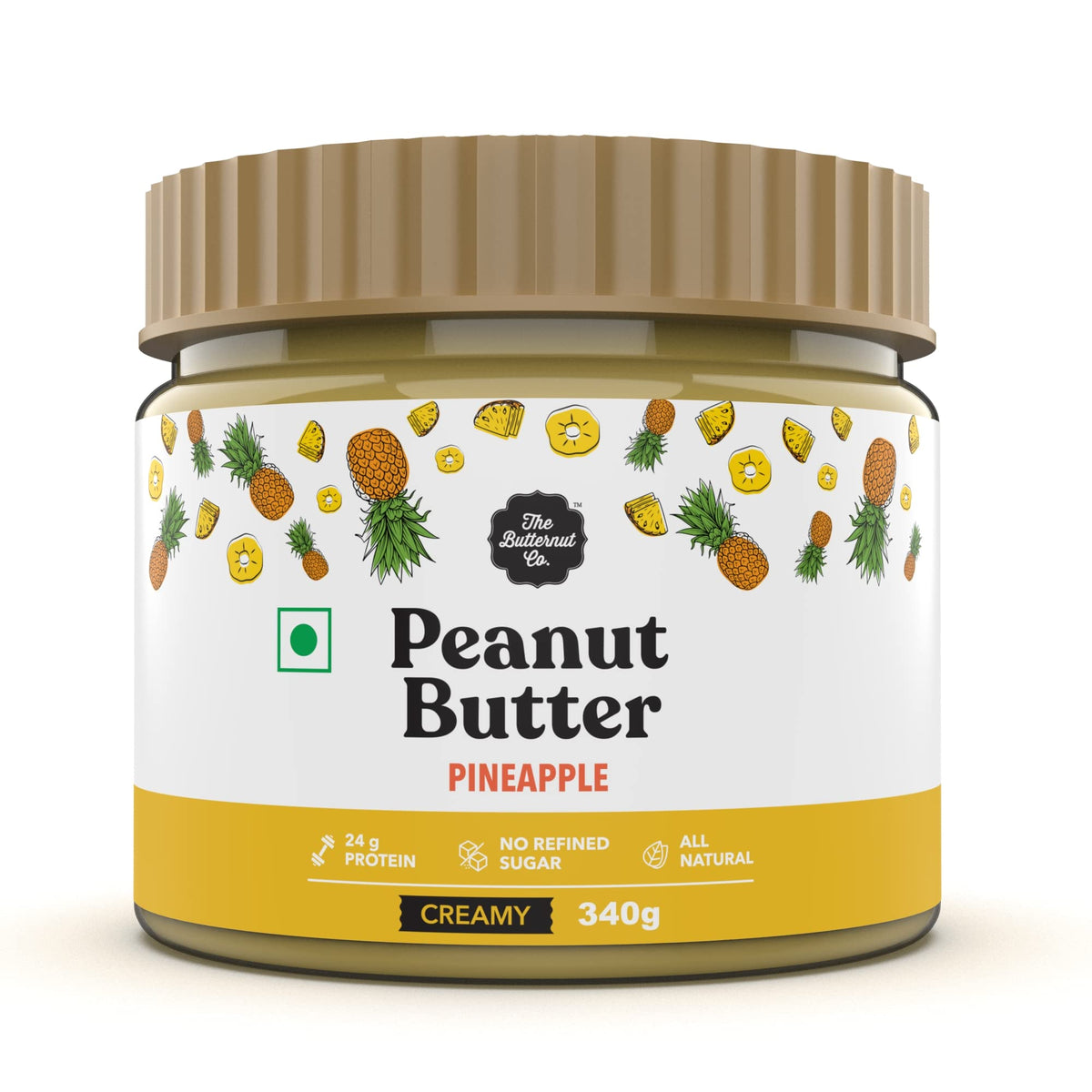 बटरनट कंपनी अनानास मूंगफली का मक्खन (मलाईदार) 340 ग्राम | 24 ग्राम प्रोटीन | कोई रिफाइंड चीनी नहीं | प्राकृतिक | ग्लूटेन मुक्त | कोलेस्ट्रॉल मुक्त | कोई ट्रांस फैट नहीं