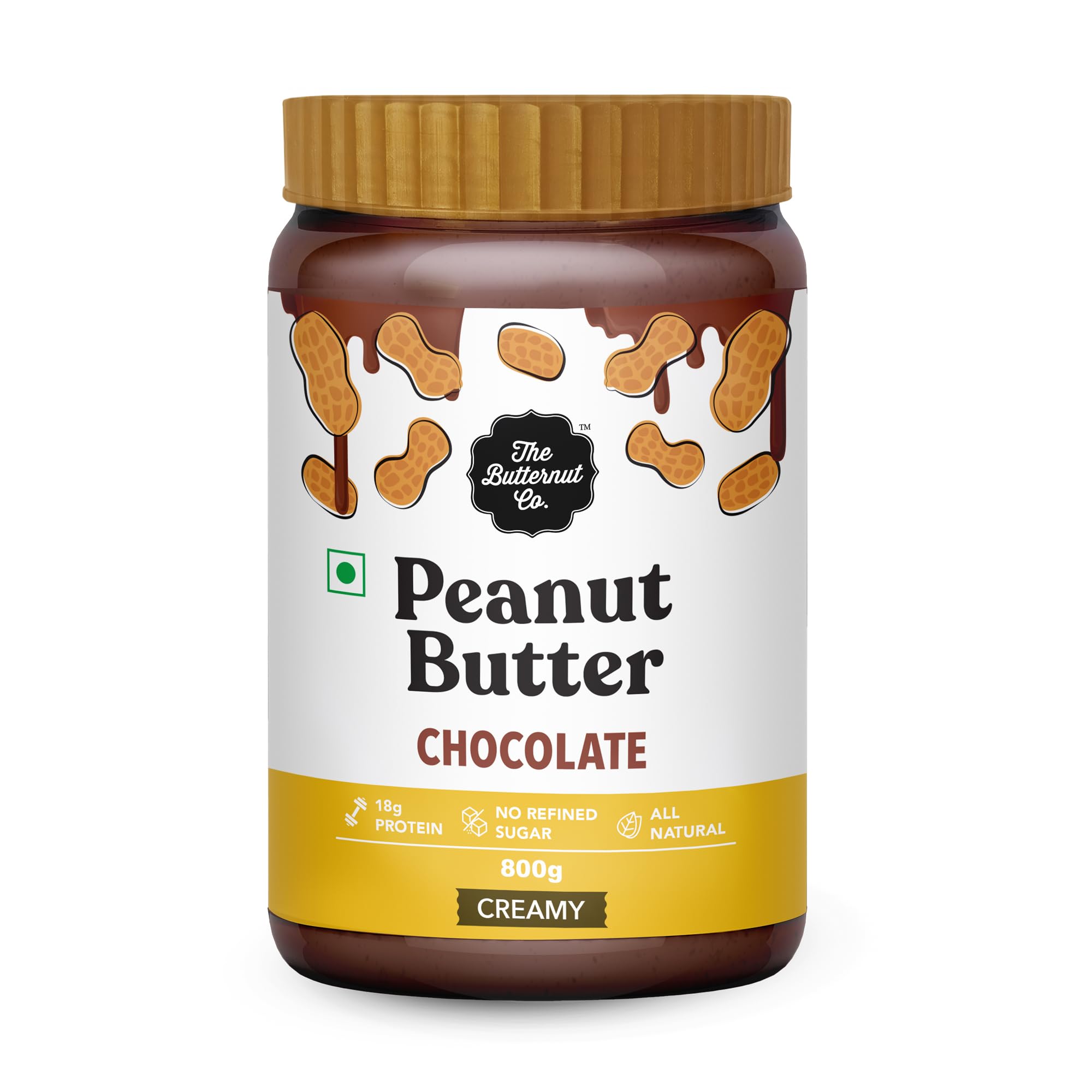 The Butternut Co. Chocolate Peanut Butter,Creamy | 18 g Protein | No Refined Sugar | High Protein, Nutritious and Delicious Treat for Breakfast | All Natural| No Cholesterol - 800 g (Pack of 1)