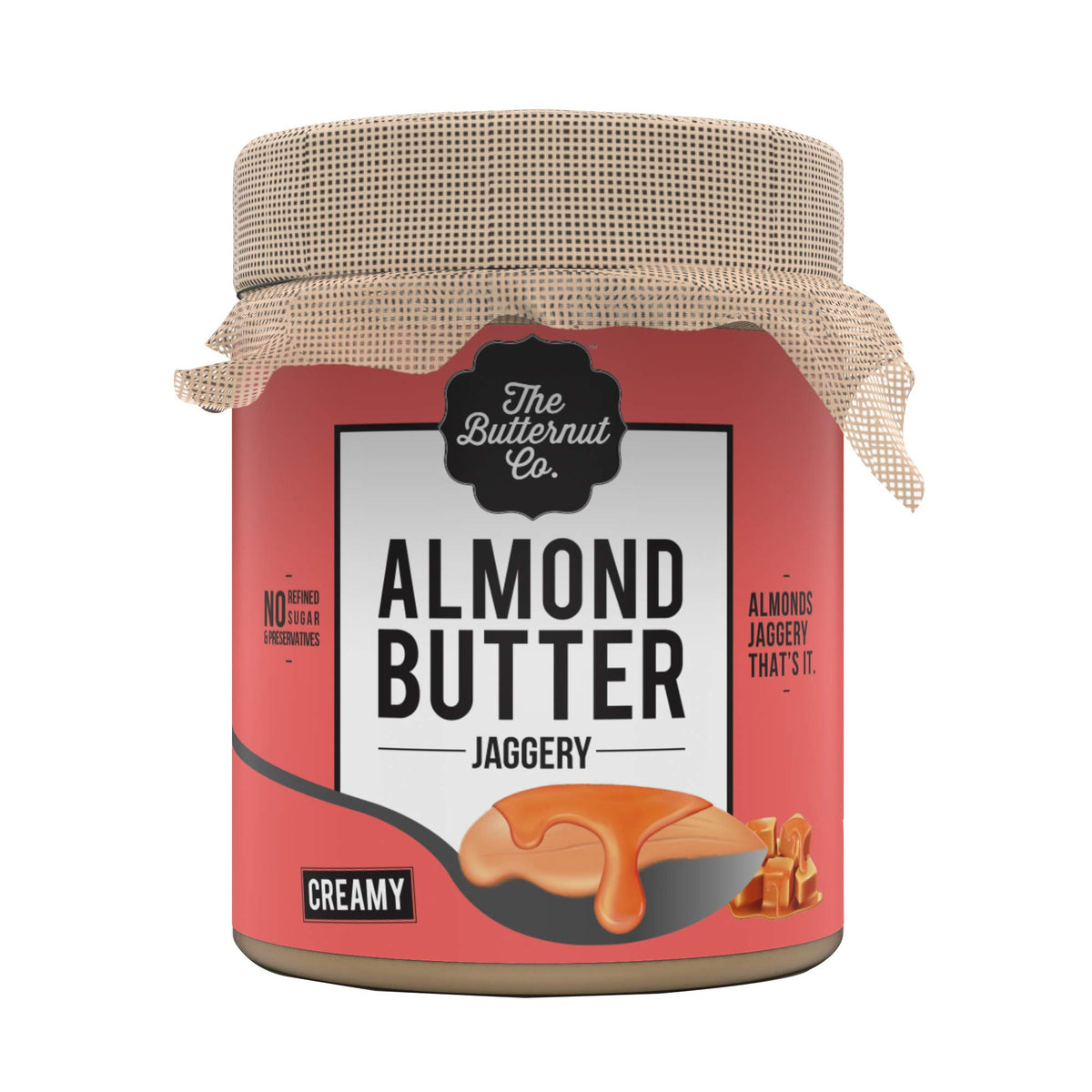 The Butternut Co. Jaggery Almond Butter Creamy, 200 GMS (No Added Sugar, Non-GMO, Gluten Free, Vegan, High Protein, Keto)