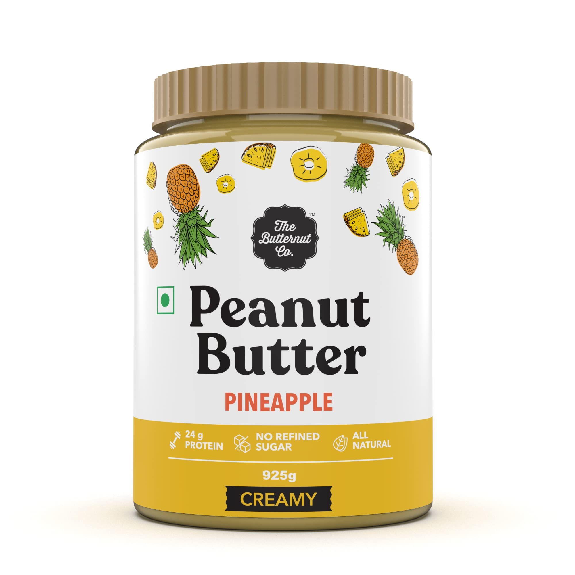 The Butternut Co. Pineapple Peanut Butter (Creamy) 925g | 24 g Protein | No Refined Sugar | Natural | Gluten Free | Cholesterol Free | No Trans Fat