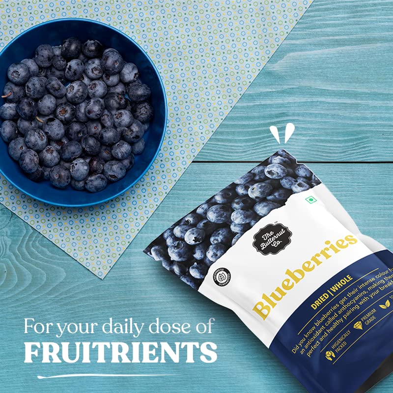 The Butternut Co. Dried Whole Blueberries 200g | 100% Natural | High Fiber | Gluten Free | Superfood| Exotic Berries