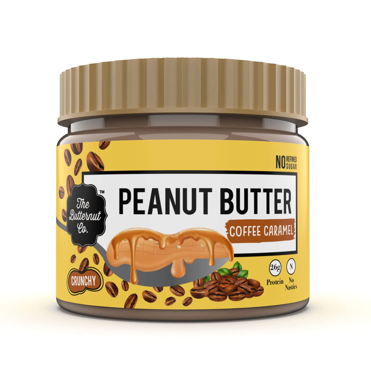 The Butternut Co. Coffee Caramel Peanut Butter Crunchy 500 gms | 25 கிராம் புரதம் | சுத்திகரிக்கப்பட்ட சர்க்கரை இல்லை | பசையம் இல்லாதது